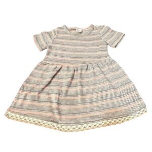 Hayden Girls‎ Knit Dress 7/8 Striped Lace Hem Short Sleeve Casual